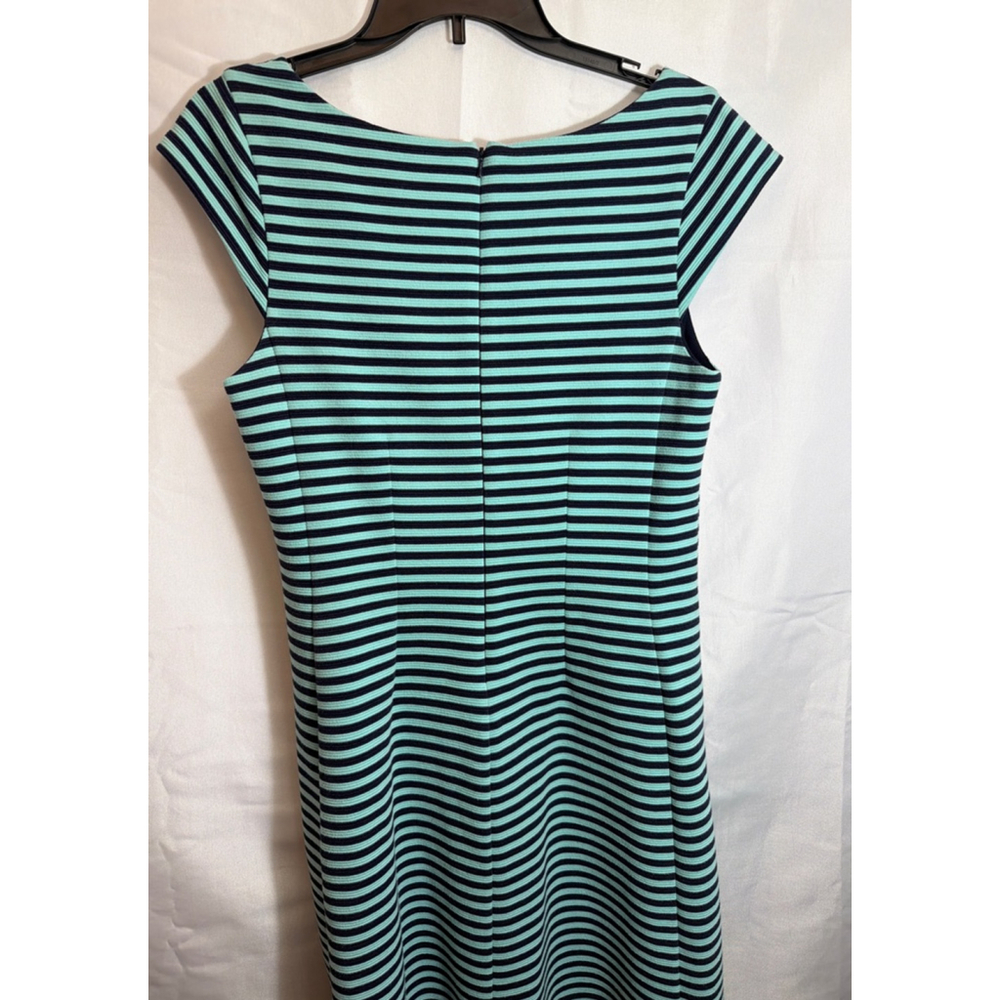 Lilly Pulitzer Teal Navy Stretch Knit Dress Size L Resort Wear Fit & Flare - Picture 5 of 8